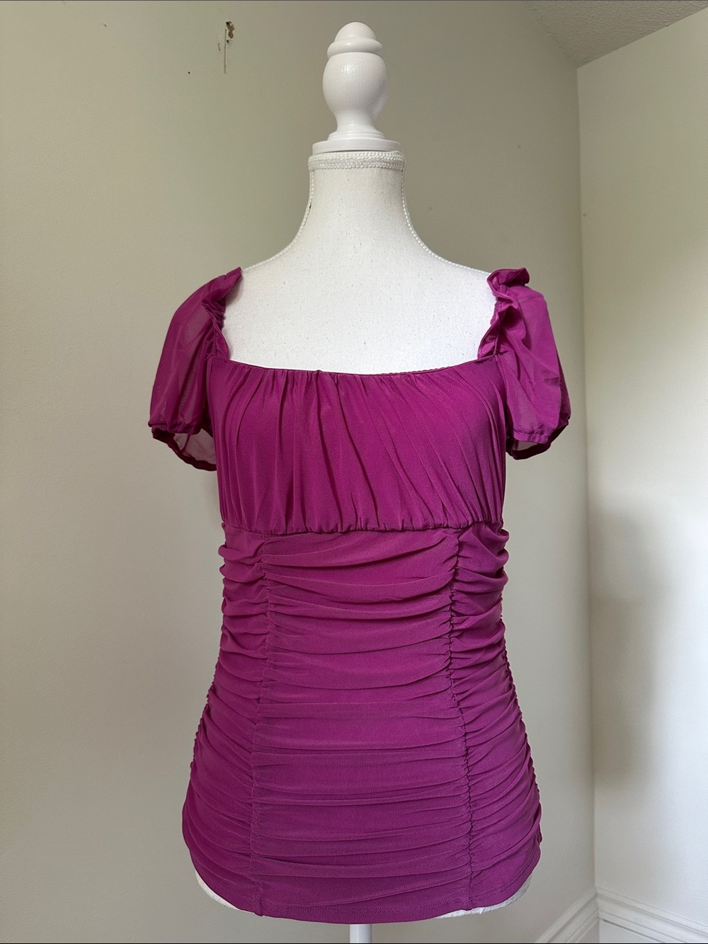 VENUS Magenta Ruched Ruffle Punk Vamp Skater Coquette Square Neck Top Small